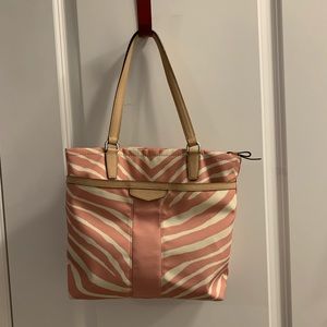 Pink and White Zebra Coach purse